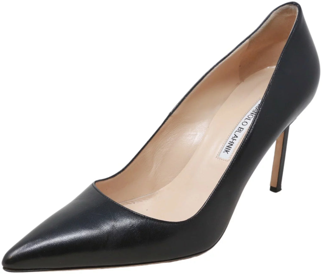 Black Leather Ankle-High Pump X1434