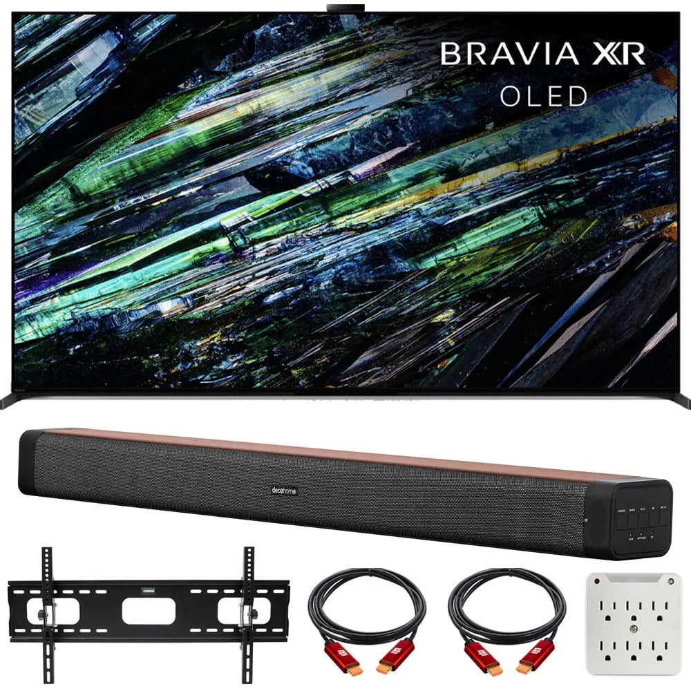 55 inch QD-OLED 4K HDR Smart TV with Soundbar, Wall Mount Bracket, Surge Adapter T387