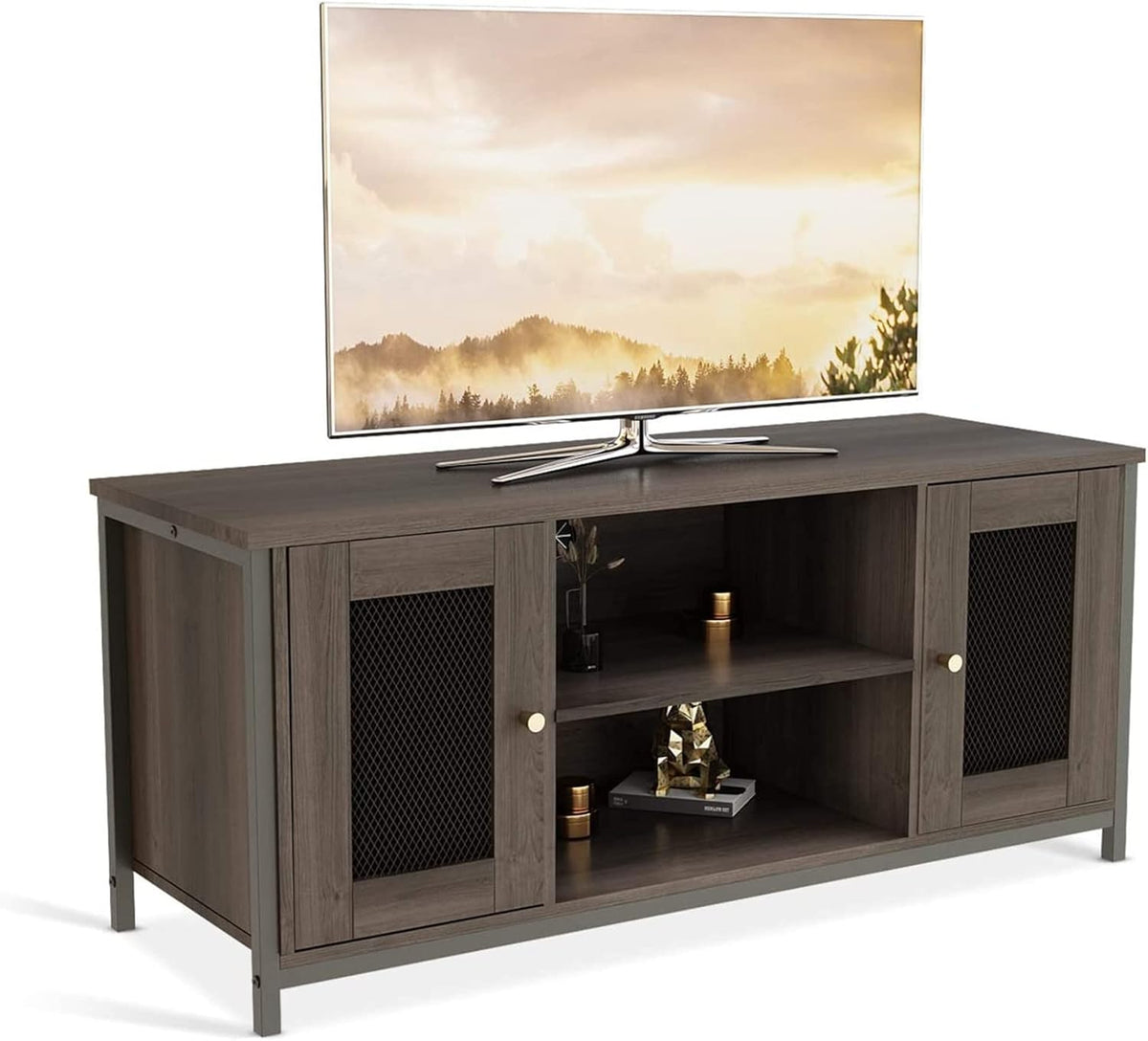 Brown Walnut Entertainment Center Stand with Storage L420810