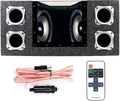 Dual 10 Inch 1000 Watt Car Audio Subwoofer Box with LED Lights & Plexiglass Window Q201