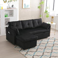 Beige Corduroy L-Shaped Sofa Bed with Storage Chaise G854939