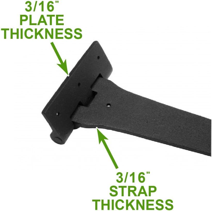 Black 18 Inches Wrought Iron Door Hinges Pack of 2 E440411