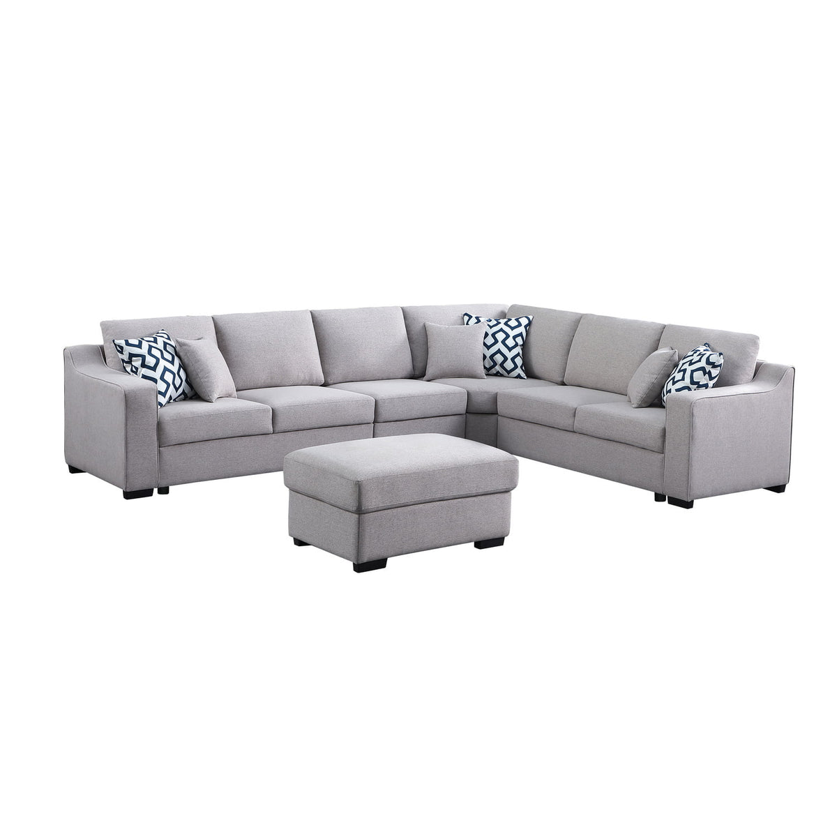 Light Gray Fabric Modular Corner Sectional Sofa with Ottoman K233