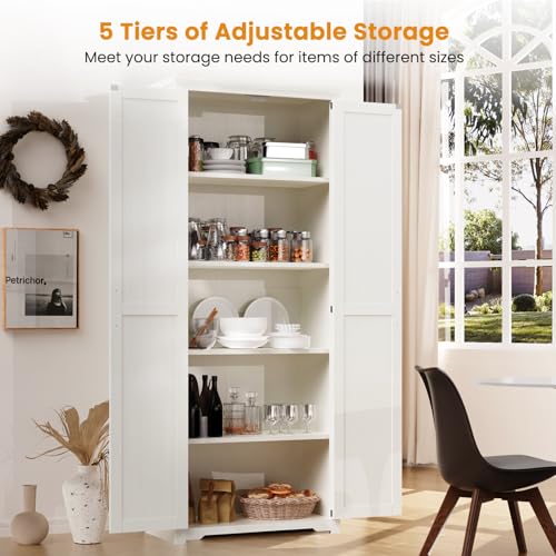 Brown 72" Tall Storage Cabinet with 6 Adjustable Shelves B721649
