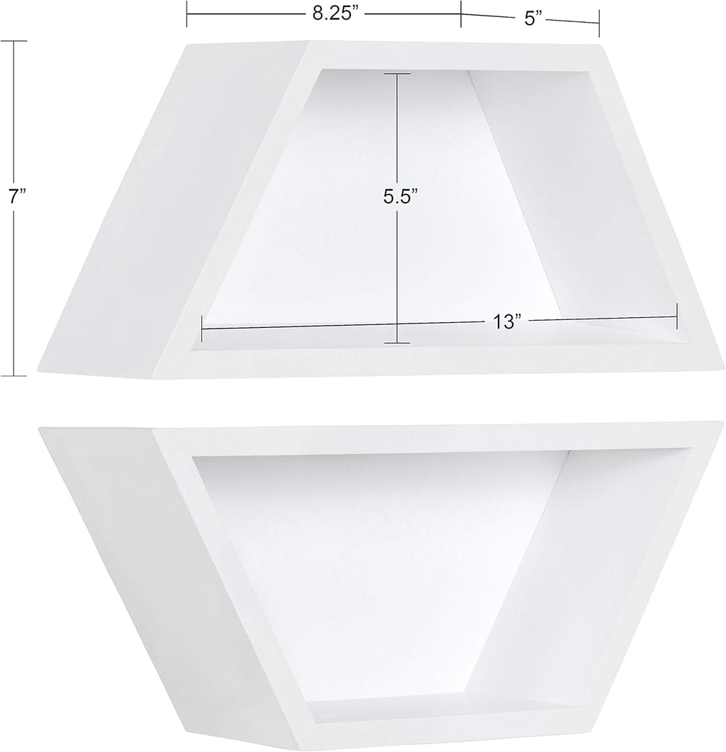 White Set of 2 Geometric Wood Shelves E4274