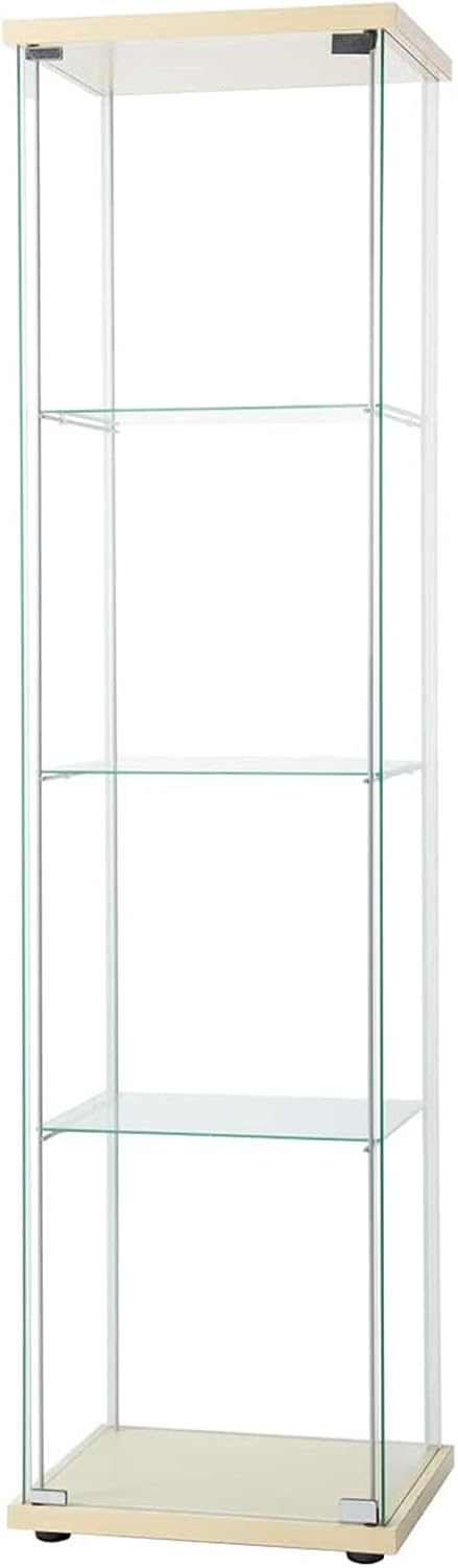 4 Layers Glass Display Cabinet with Door Black Q8674