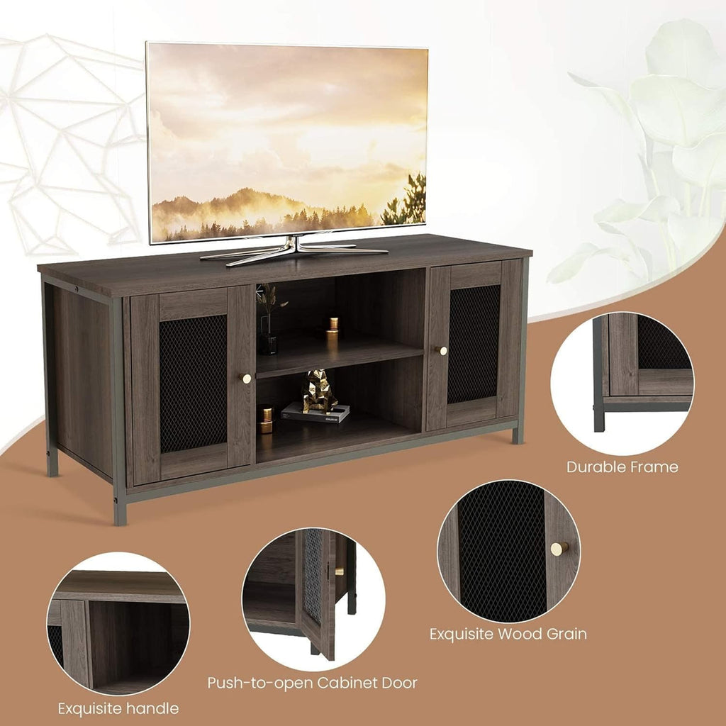 Brown Walnut Entertainment Center Stand with Storage L420810