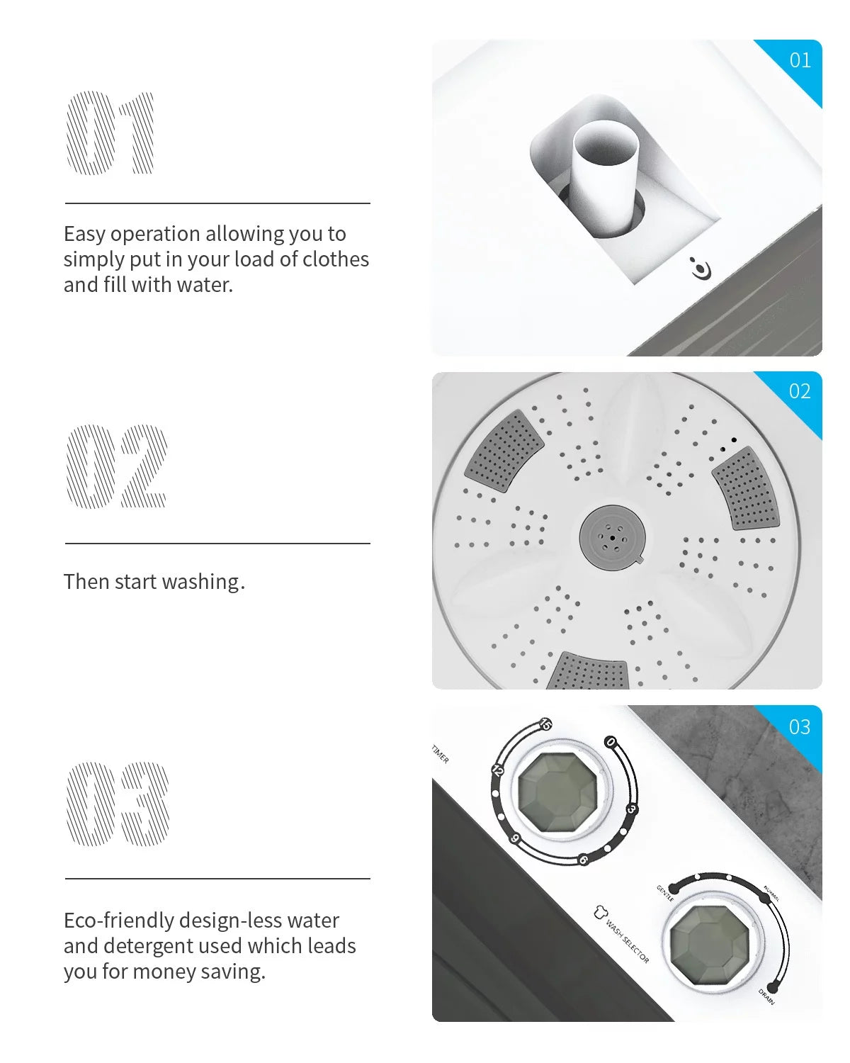 Portable 26lbs Twin Tub Compact Semi-automatic Washing Machine T190407