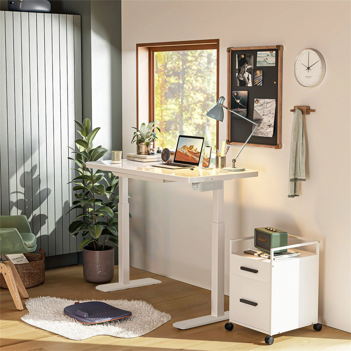 Black Glass Tabletop Standing Desk with Wireless Charging Z3130