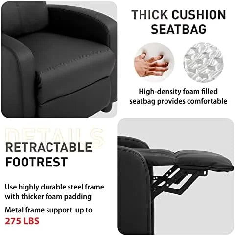 Black Faux Leather Recliner Chair D18617