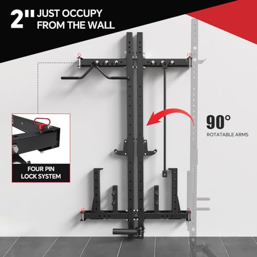Folding Wall Mounted Squat Rack with Pull-Up Bar I4779