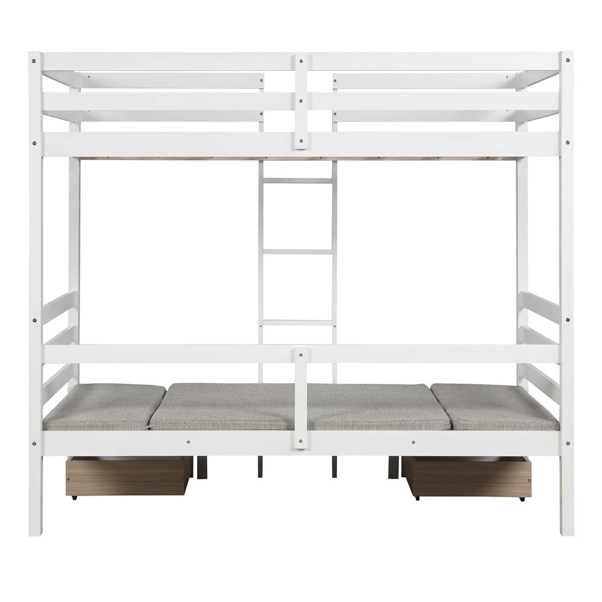 Twin Size Loft Bed with Desk, Seat and Two Storage Drawer, White K777