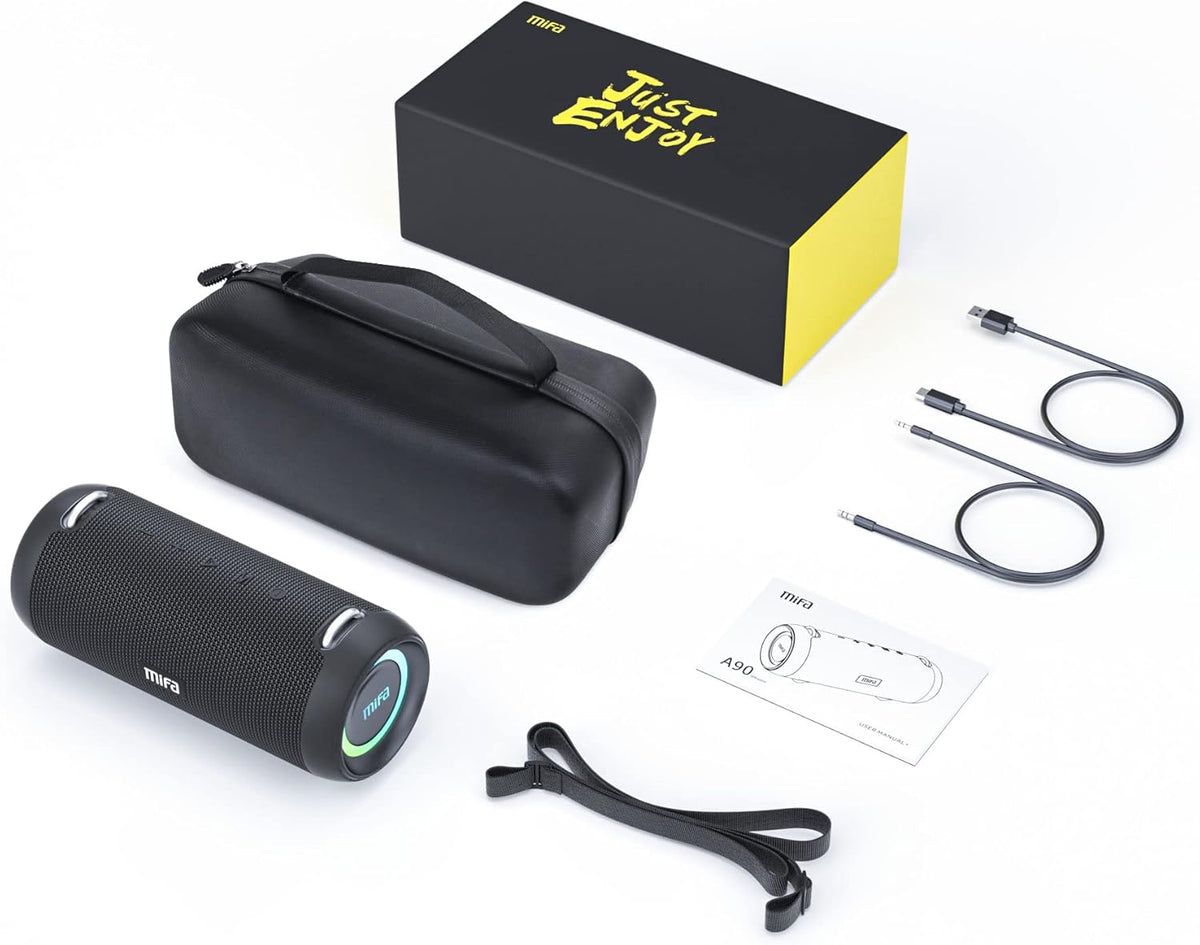 Bluetooth Speaker, Wireless Portable, 60W, IPX7 Waterproof, 24H Playtime, RGB Lights, Built-in Mic, with Protective Hardshell Case B435810
