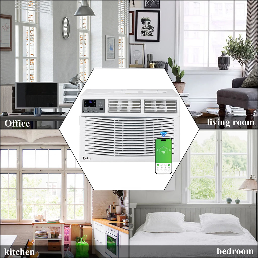 8000BTU White Window-Mounted Compact Air Conditioner with Remote Control Z71215