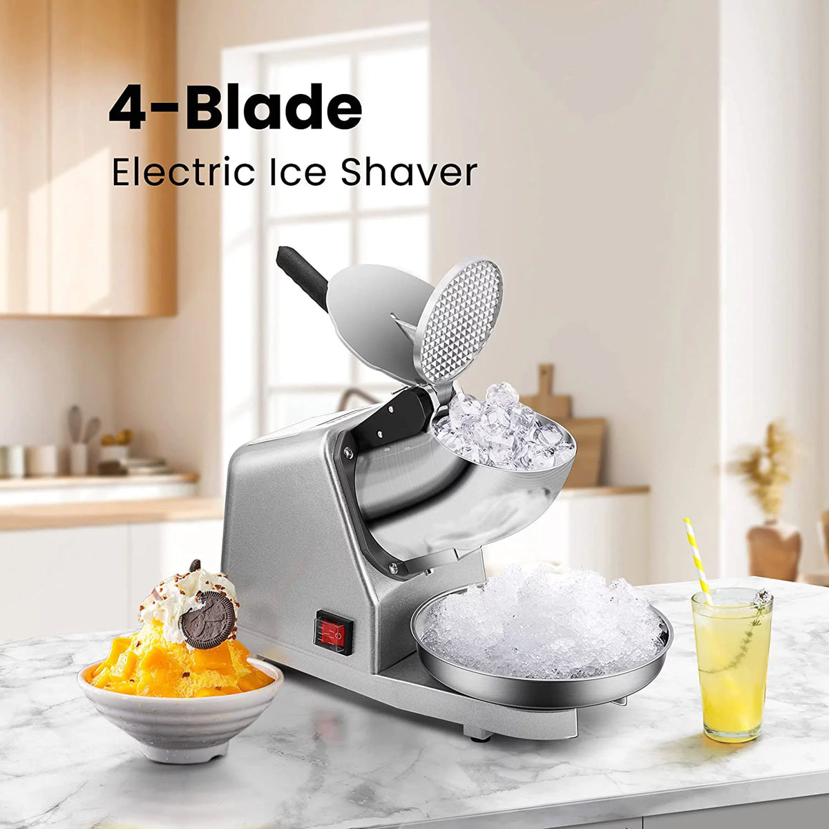 4 Blades Electric Ice Crusher Shaver Snow Cone Maker Machine J4136