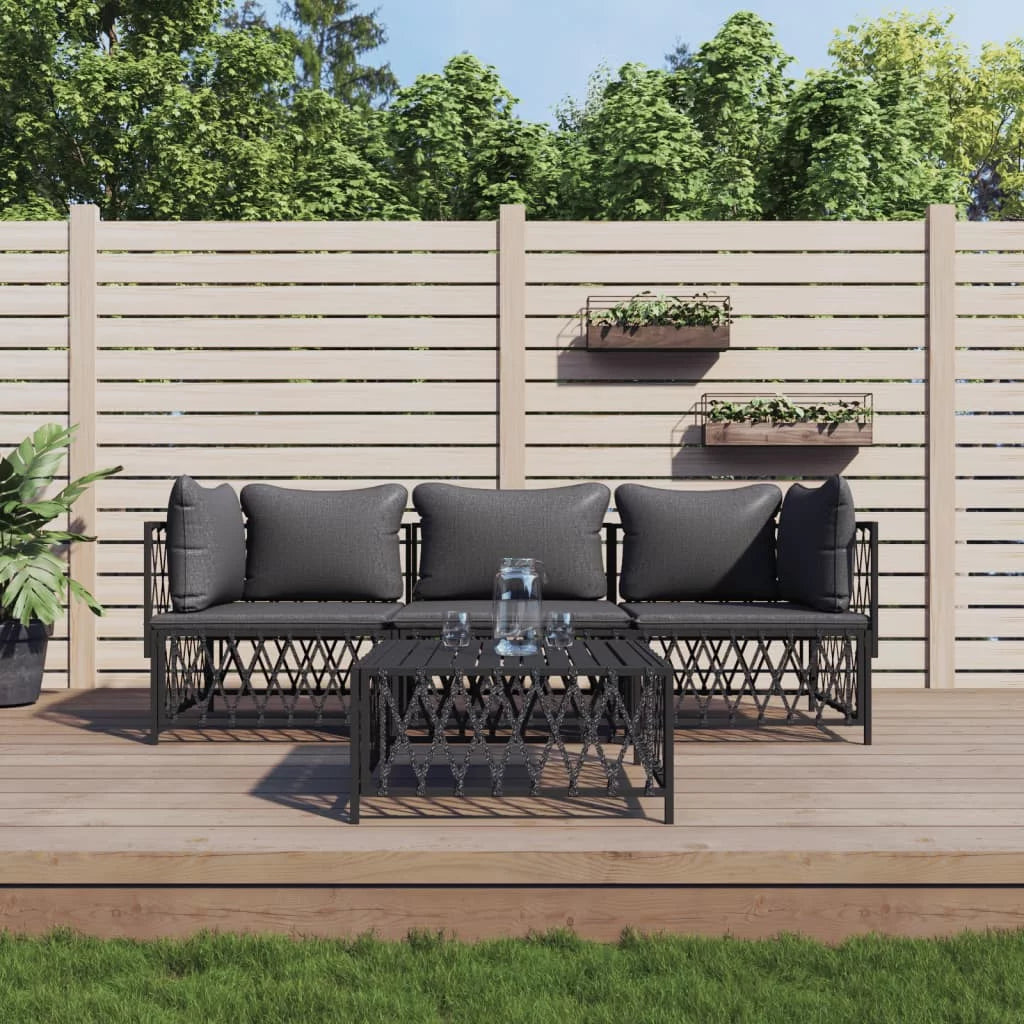 4 Piece Patio Set with Cushions Anthracite Steel R82458