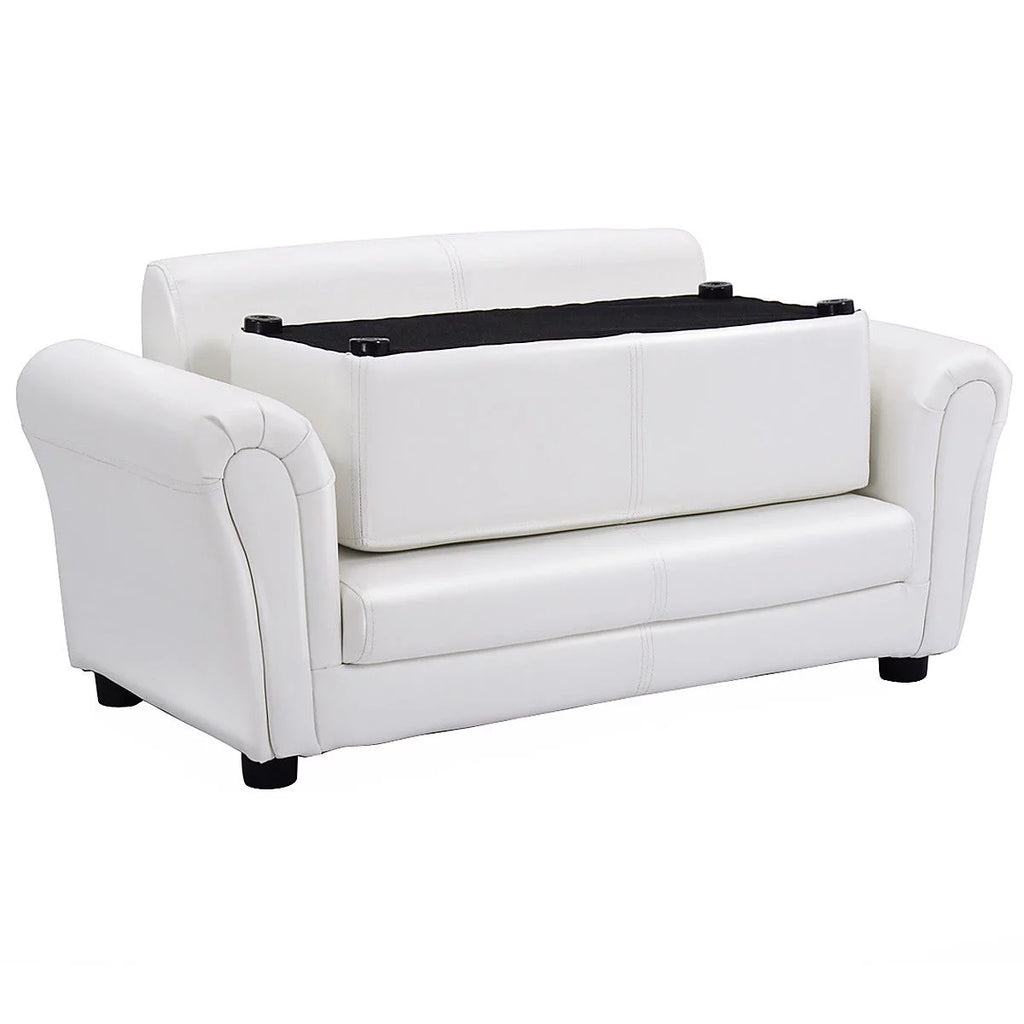 White Kids Sofa Armrest Chair with Ottoman J97455