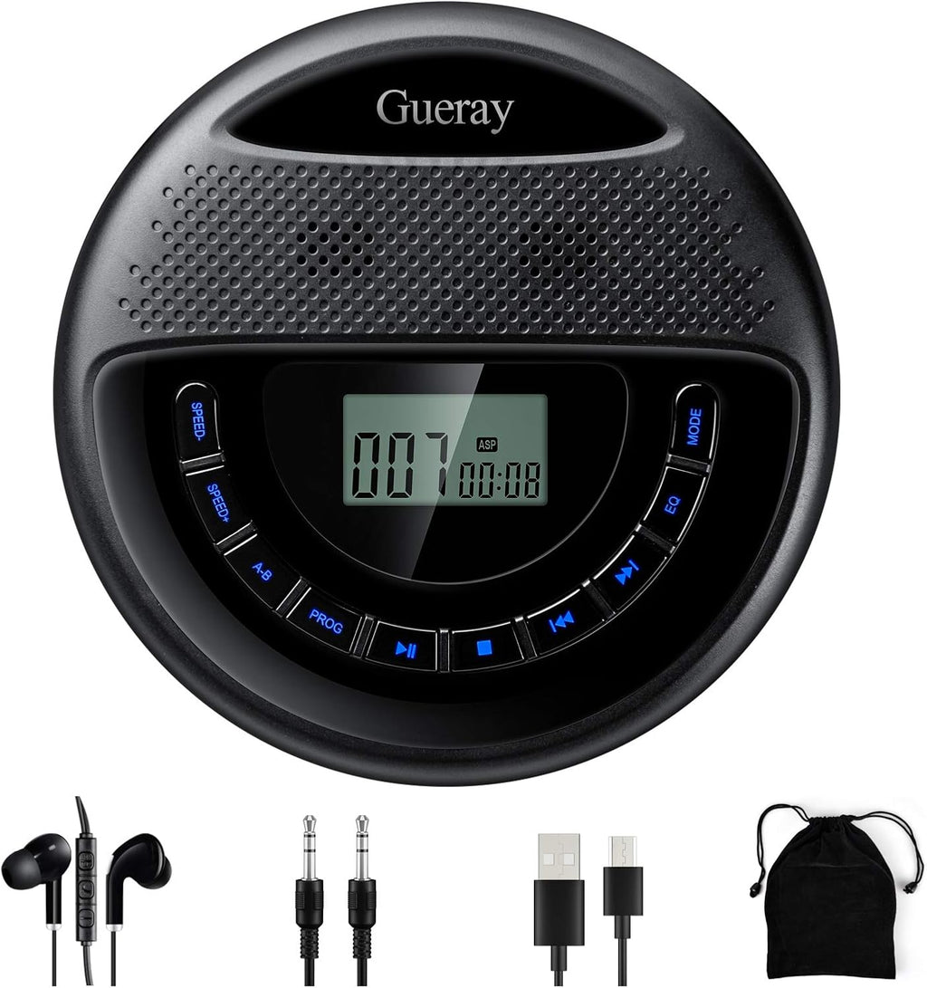 Black Portable CD Player with Dual Stereo Speakers E585