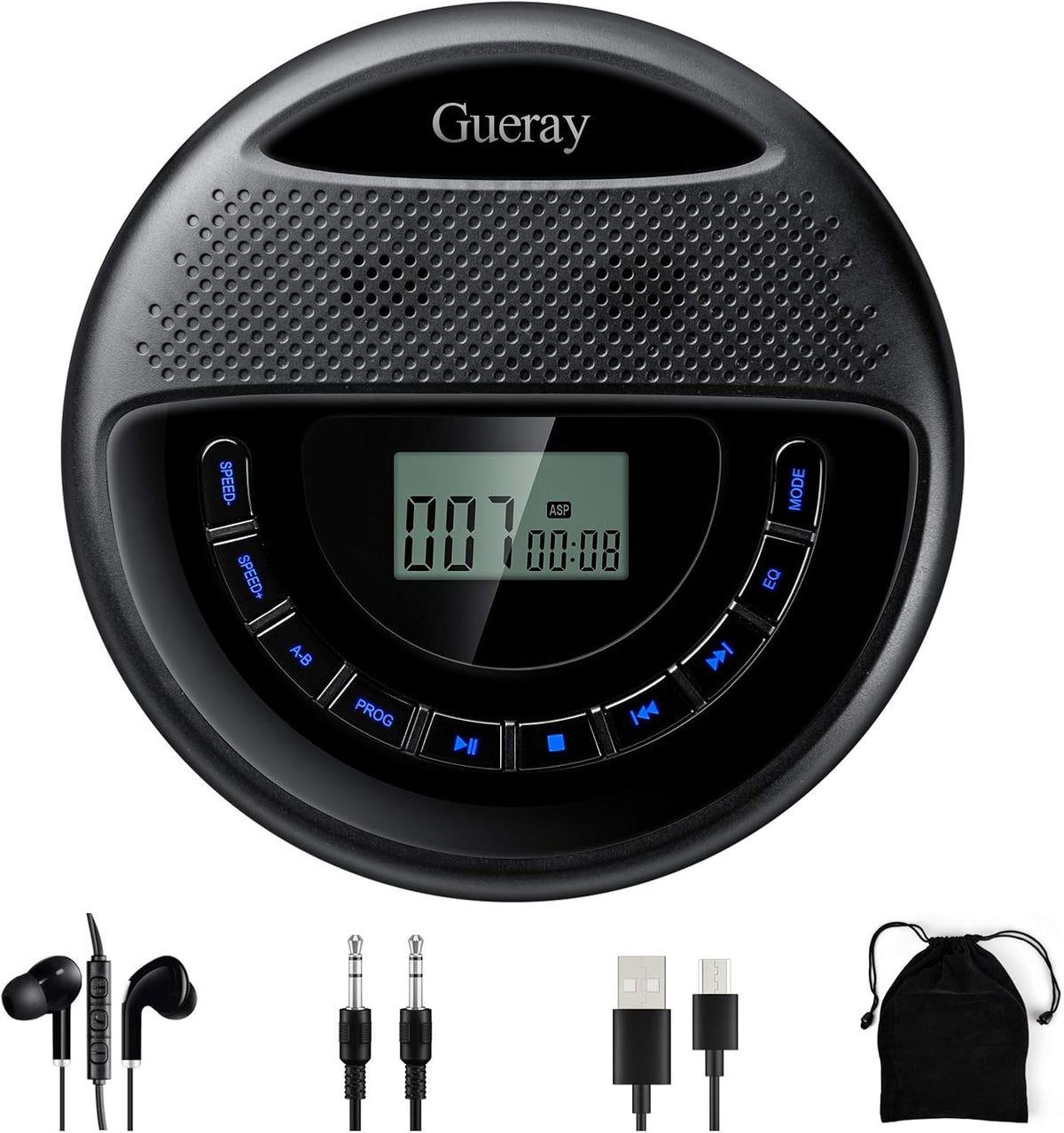Black Portable CD Player with Dual Stereo Speakers E585
