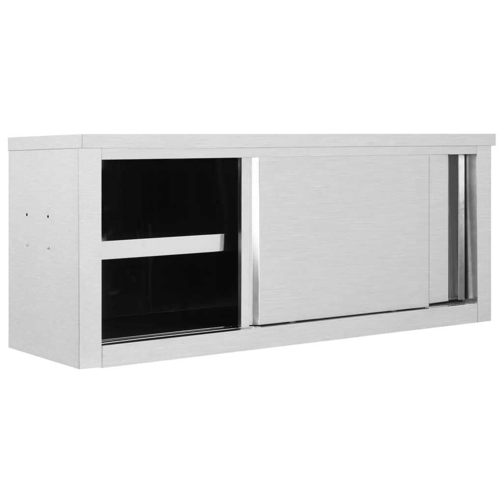Kitchen Wall Cabinet with Sliding Doors Stainless Steel U246