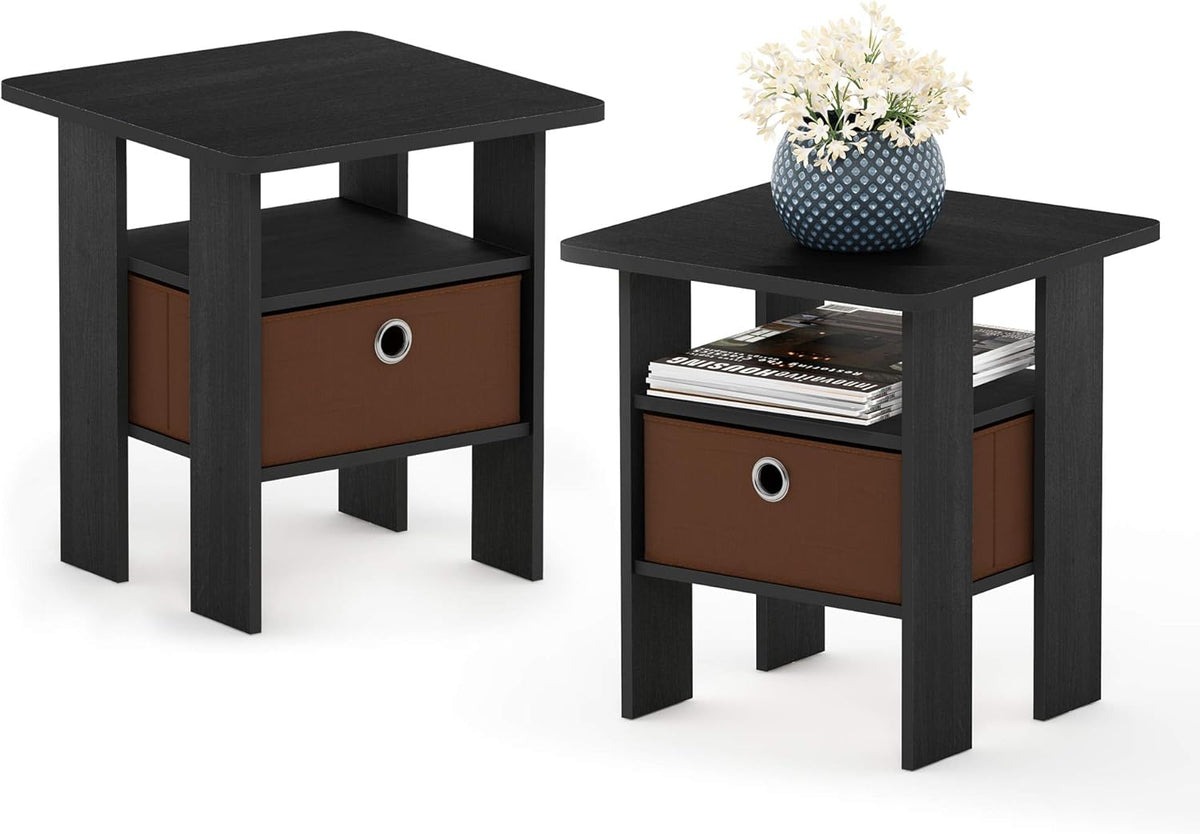 Set of 2 Table with Bin Drawer & 1 Table with Bin Drawer Americano/Medium Brown Y4748