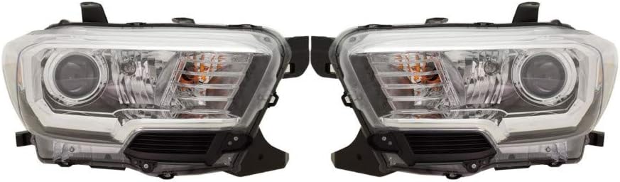 Toyota Tacoma Headlight Pair Driver and Passenger Side Halogen Type Daytime Running Light L4612