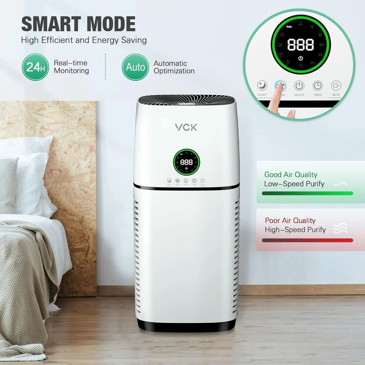 Air Purifier with H14 True HEPA Filter and PM2.5 Monitor J89435