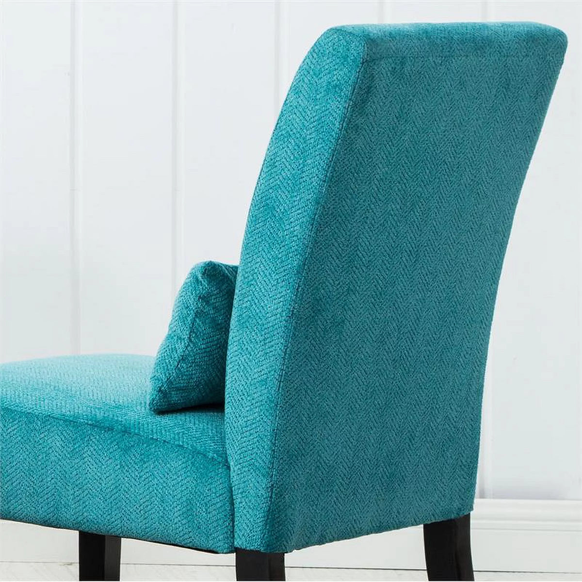 Teal Blue Chenille Accent Chair with Pillow W60075