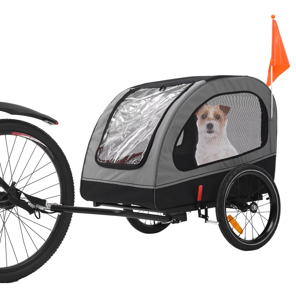 Foldable Dog Bike Trailer with Rear Entrance for Small and Medium Pets Under 88 lbs, Green Q265838