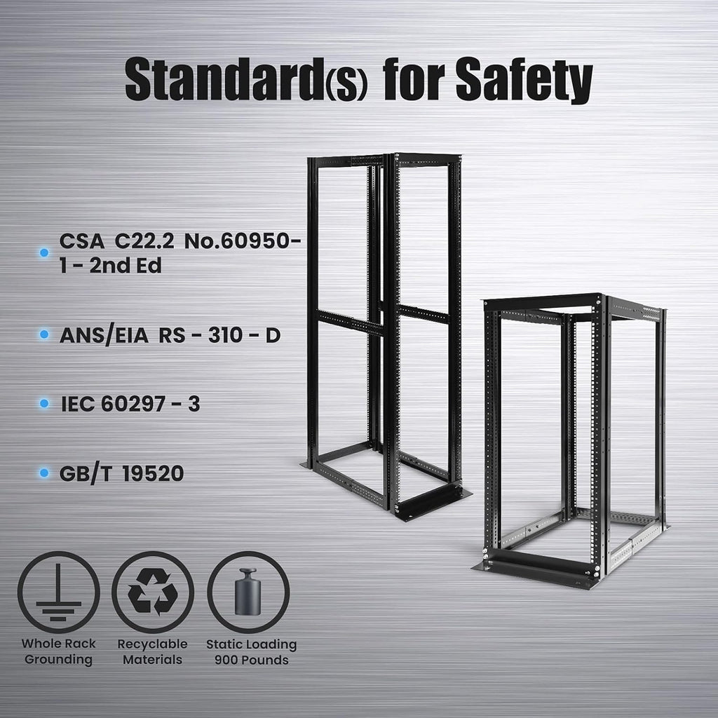 42U 4 Post Open Frame Server Rack 19inch Adjustable Depth L470