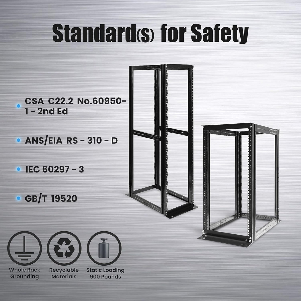 42U 4 Post Open Frame Server Rack 19inch Adjustable Depth L470