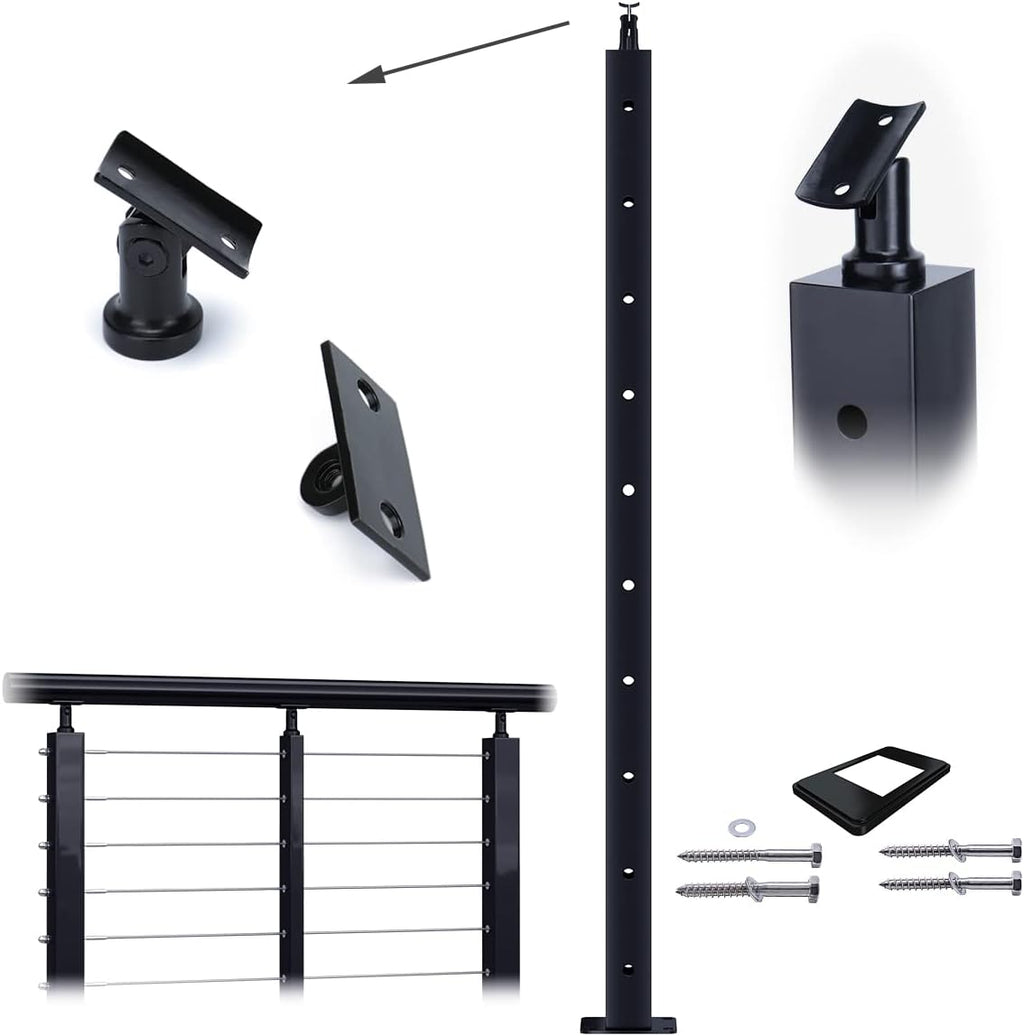Square 36x2x2 304 Stainless Steel Black Pre-drilled Post G81204