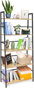 5-Tier Industrial Bookshelf with Metal Frame B4369