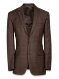 Tailored Fit Solid Brown Windowpane Wool Suit I9602