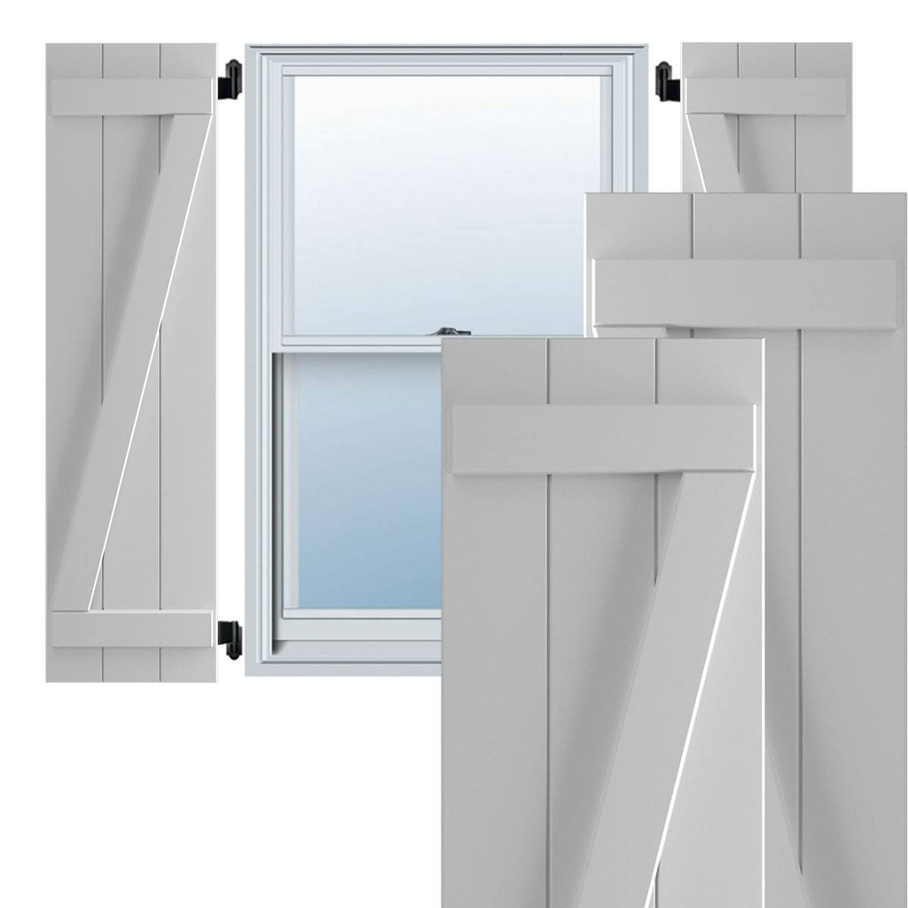 16-1/8x22 x 68x22 PVC Board and Batten Shutters, Primed, Per Pair C33044