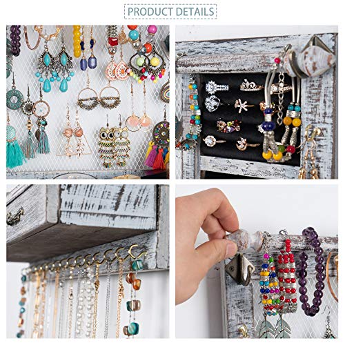 Jewelry Wall Organizer Wall Mounted with Drawers (brown) E162106