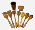 9 Pcs Natural Teak Wooden Cooking Spoons with Nonstick Spatula Set W554