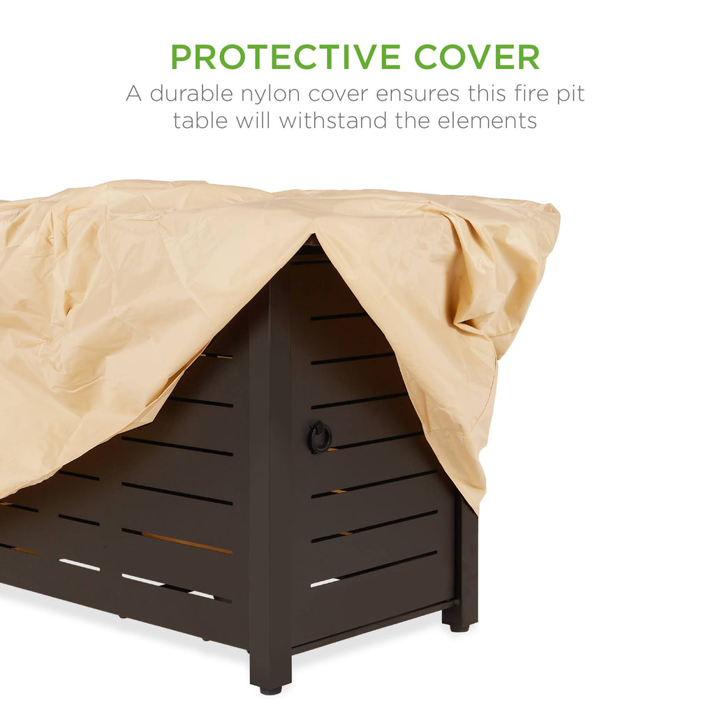 42in Rectangular Steel Propane Fire Pit Table with Cover M7392