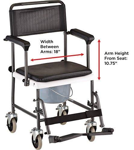 Black Drop Arm Transport Chair Commode X29584