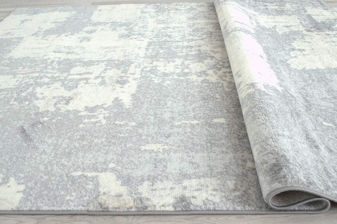 Abstract Silver Gray White Rug X64331