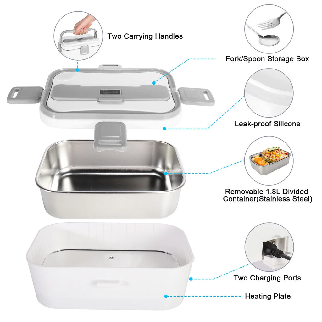 Leak Proof 1.8L Electric Heating Lunch Box with Carry Bag Q2130