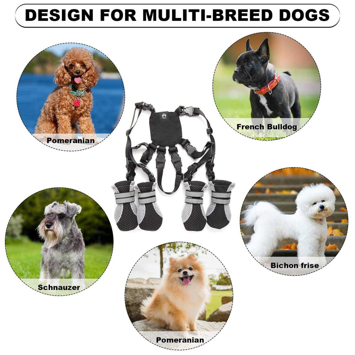Dog Boots with Buckle Straps and Weatherproof B11816