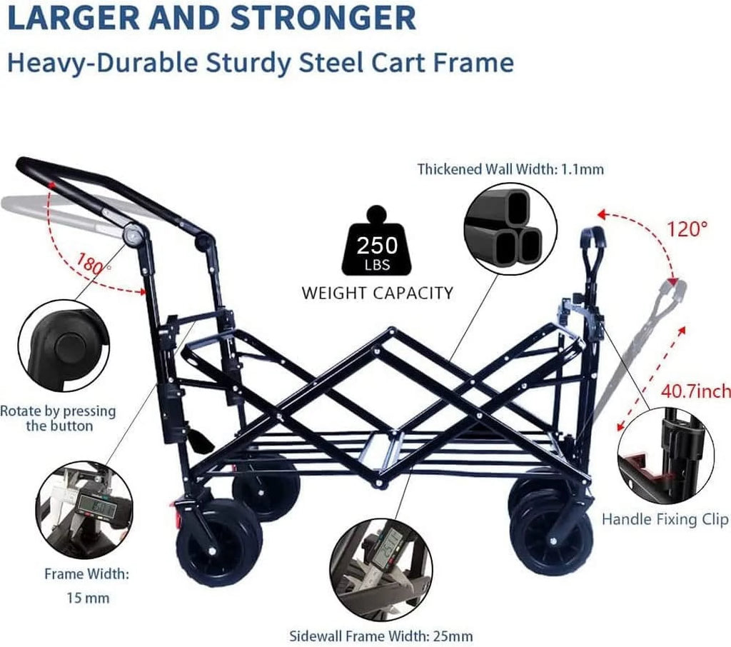 Collapsible Heavy Duty Folding Wagon Cart with Removable Canopy K60266