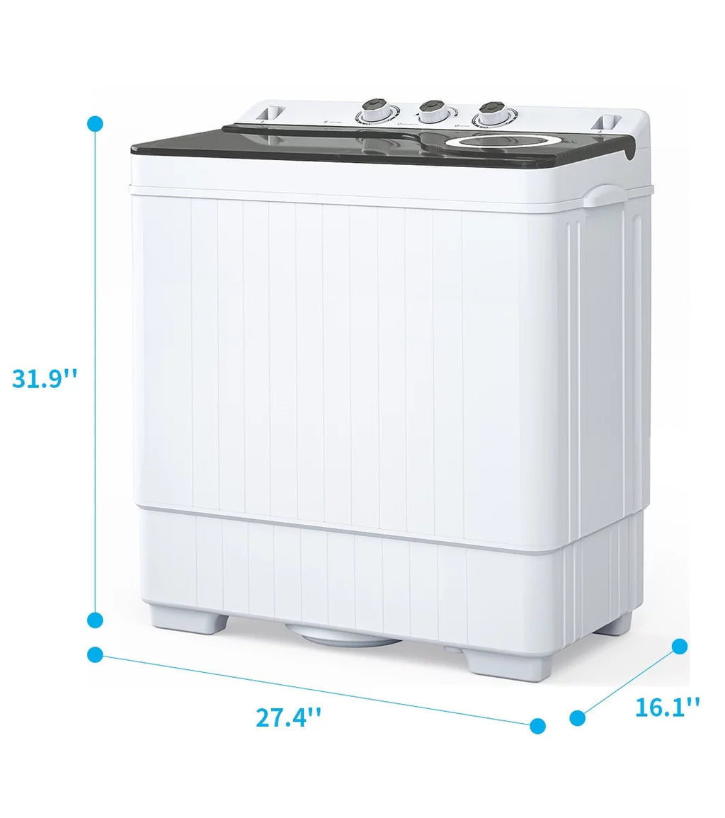 Portable 26lbs Twin Tub Compact Semi-automatic Washing Machine T190407