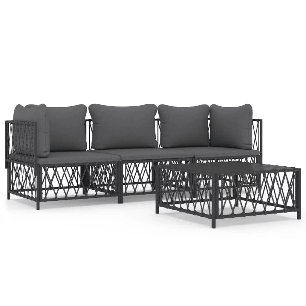 4 Piece Patio Set with Cushions Anthracite Steel R82458