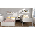 White Wood Twin over Full Bunk Bed with Mattresses F770