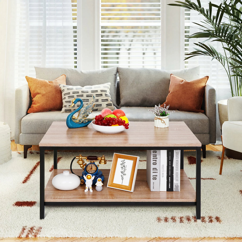 Rectangular 2-Tier Storage Coffee Table V54063
