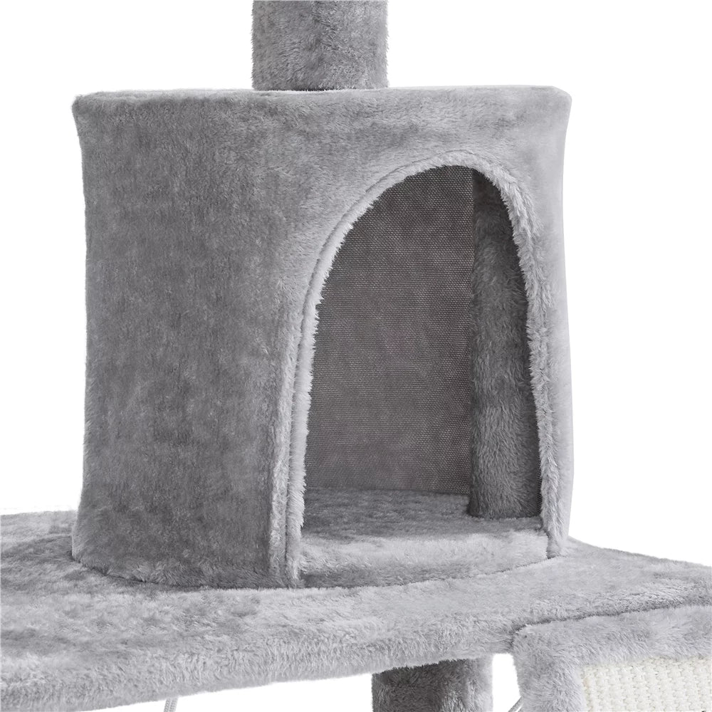 Light Gray Cat Tree Condo with Scratching Post G949