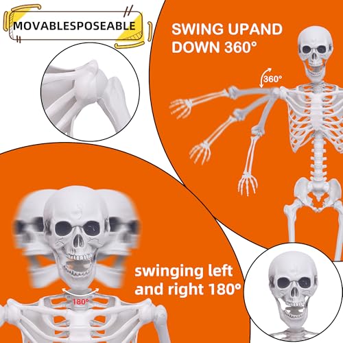 2 Pack 5.4Ft Posable Life Size Skeleton Decorations J486
