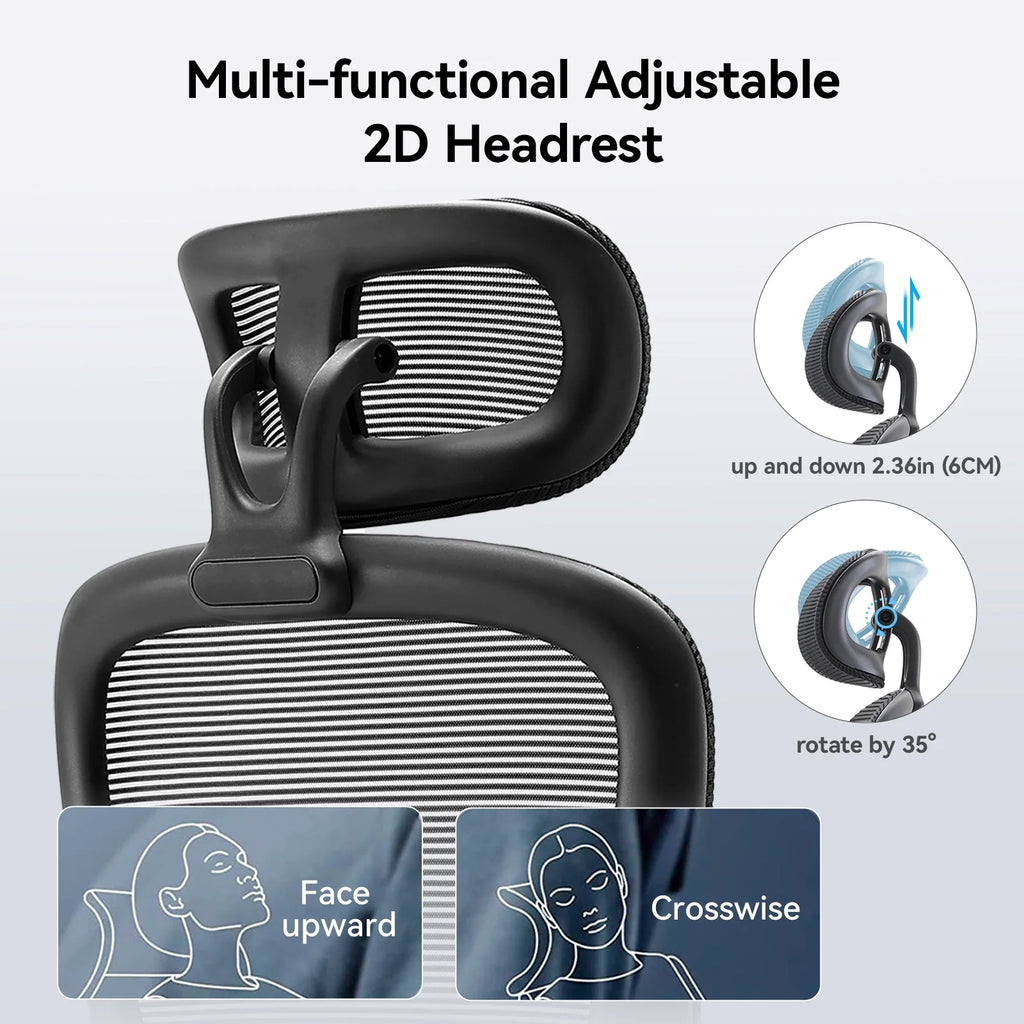 Black Ergonomic Mesh Office Chair with Headrest and Lumbar Support G1926
